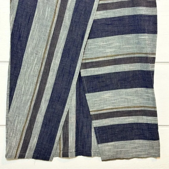 Free People NWT Blue Striped Asymmetrical Wrap Big Sur Midi Skirt Sz 2 - Picture 4 of 12